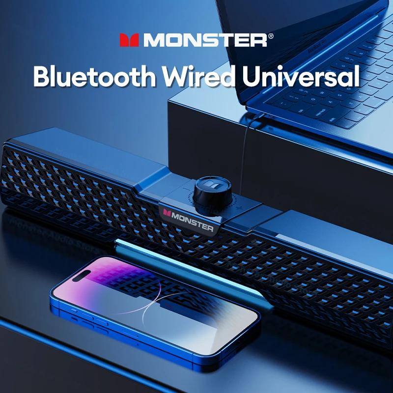 

Monster G02MKⅡ Bluetooth Speaker Desktop Audio Player Bluetooth 5.3 Wired Universal Gaming Loudspeaker Computer Subwoofer