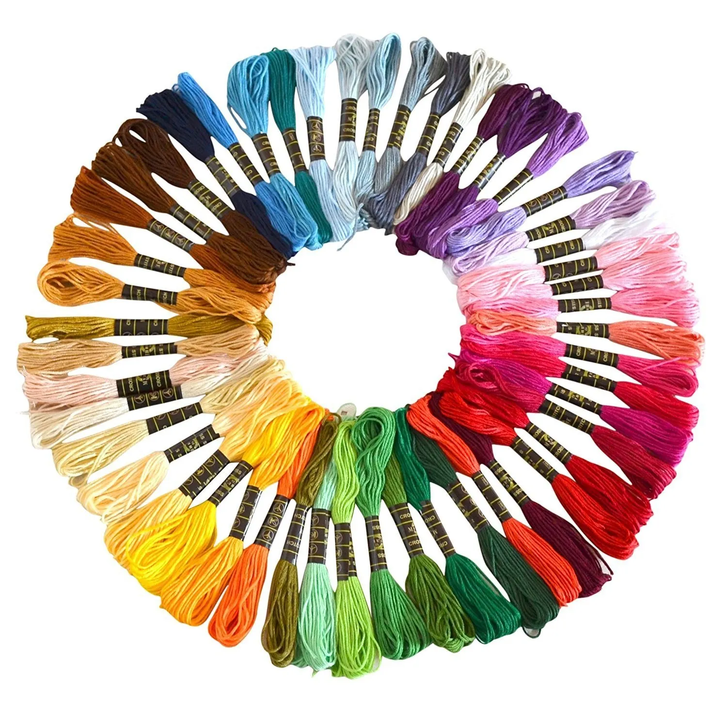 

100 Pcs Thread Set Cotton Floss Cross Stitch Threads 8M 6 Stitch Embroidery Threads 50 R om Colors Polyester