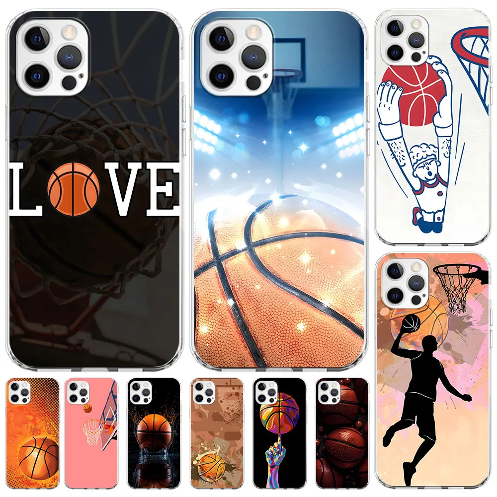 Basket Sports Basketball Fudna for Apple iPhone 13 15 11 12 Pro Max XR 7 8 Plus X XS Clear Silicone Phone Case Cover