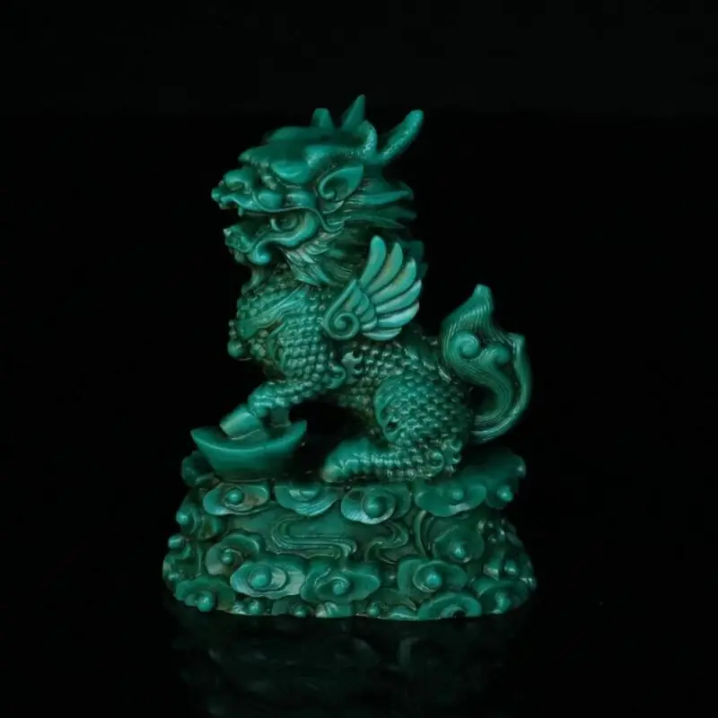 

Chinese Natural Turquoise Handcarved Exquisite Kylin Statues Collection Ornaments Statues for Decoration Figurines