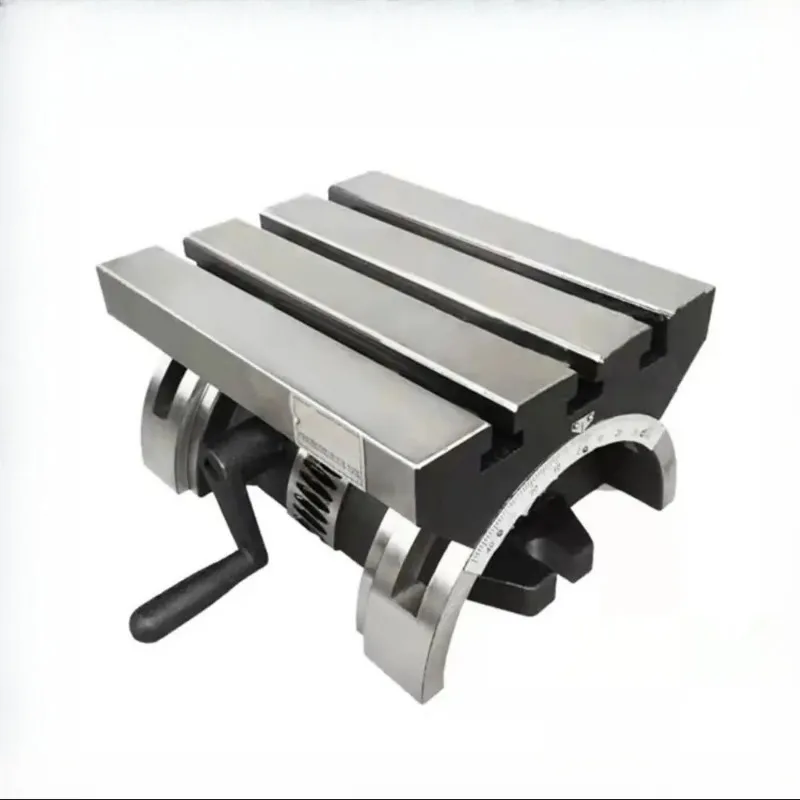 1Set 7x5 in Tilting Milling Table Adjustable Rotary Worktable Machine W/ 3 T-Slots & A Crank Handle Heavy Duty Grinding Milling