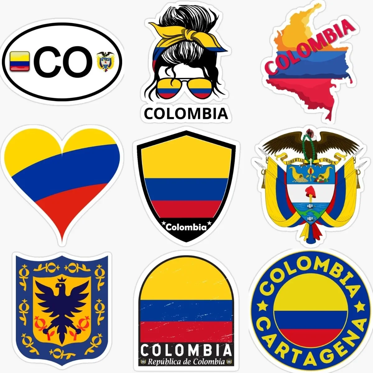 

Colombia CO Flag Map National Emblem Creative PVC Sticker for Decorate Car Motorcycle Laptop Truck Window Door Bumper Off-road