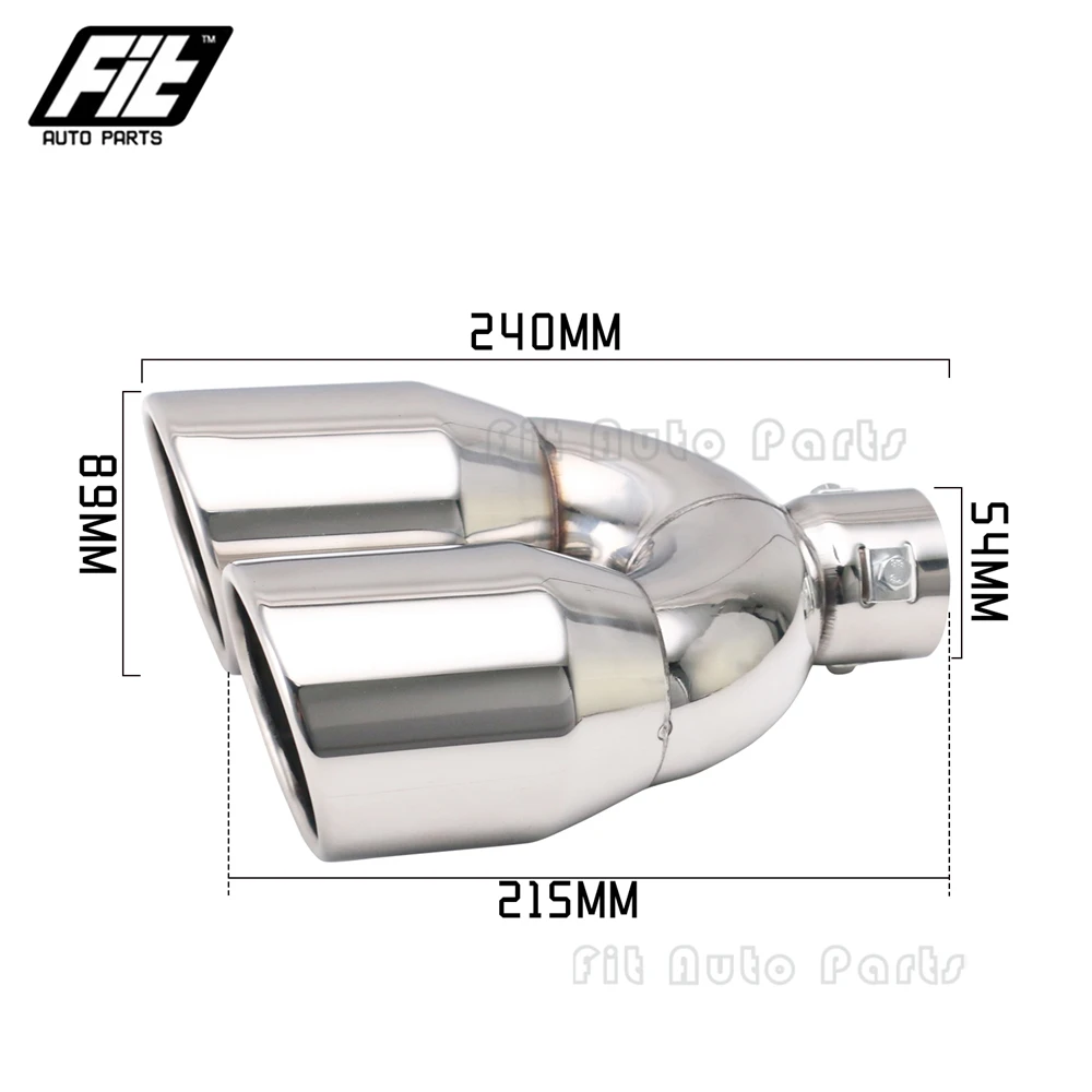 

Универсальные выхлопные двойные наконечники, хвостовые трубы из нержавеющей стали, вход 54 мм, выход 89 мм, круглый глушитель, модификация