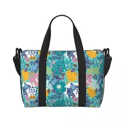 Custom Stitch Tropical Forest Cartoon Groceries Shopping Tote Bag Women Big Capacity Gym Beach Travel Bags