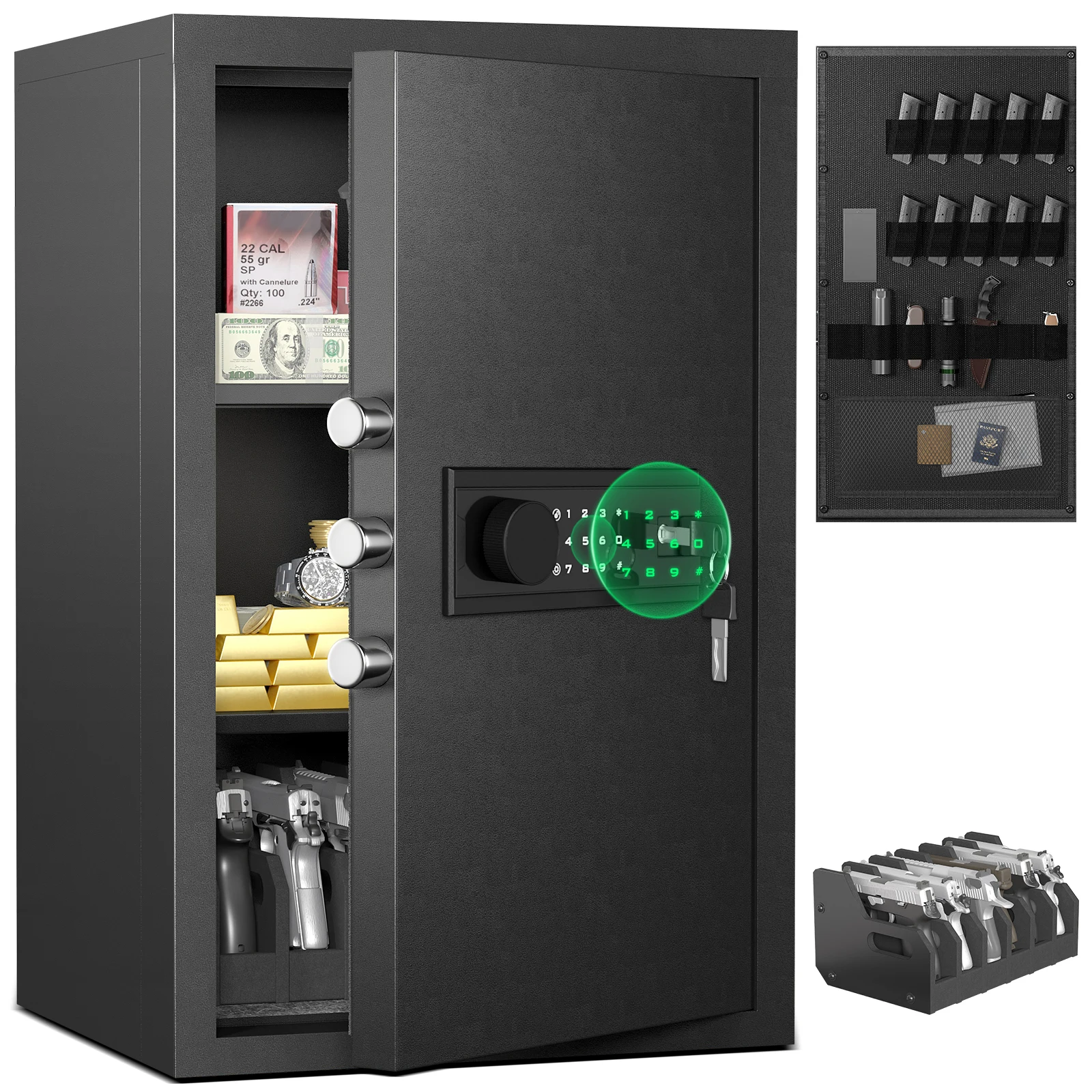 6.0 Cub Unassembled Extra Large Safe Box,Money Safe with Digital Backlit Touch Keypad and 2 Adjustable Shelves