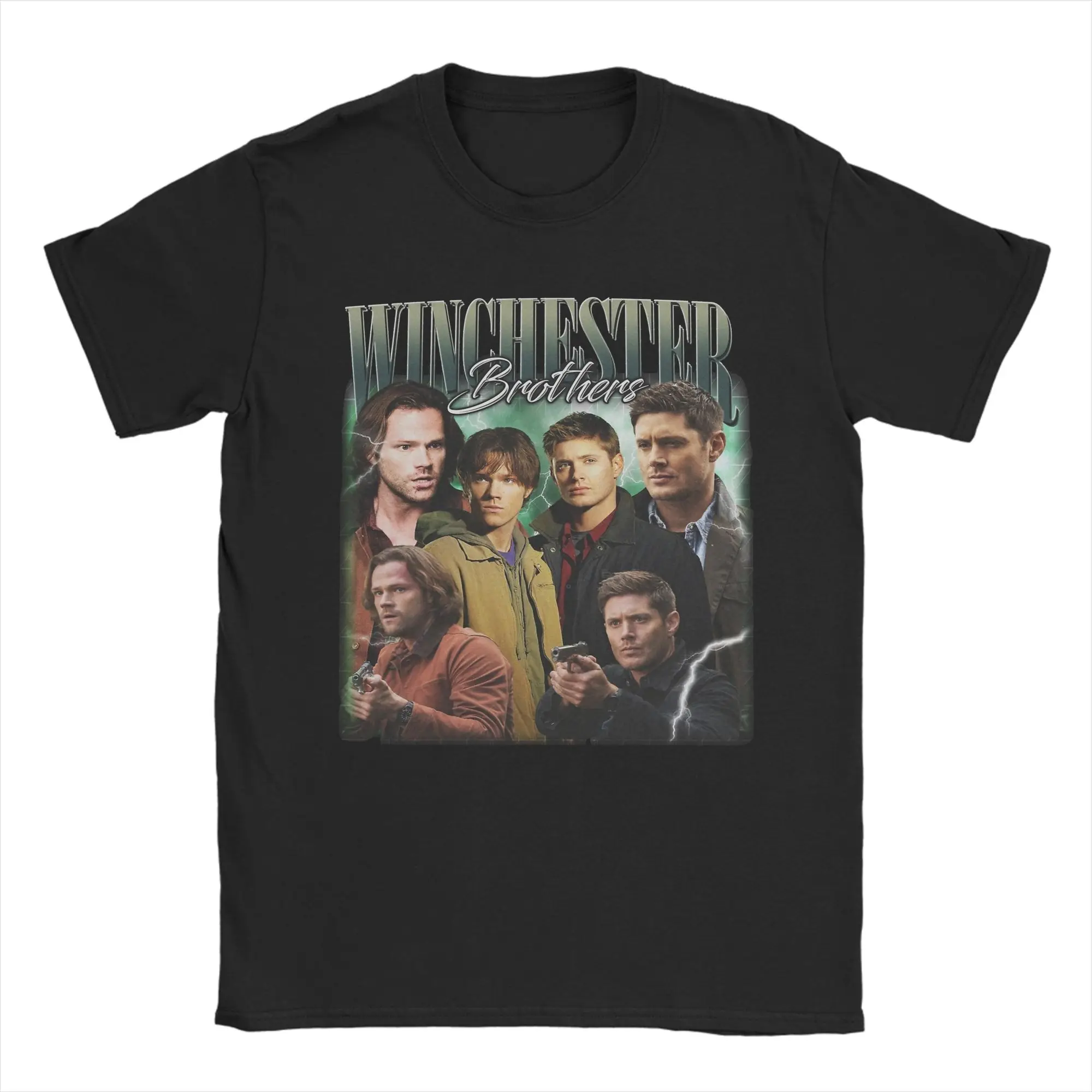 Dean Winchester Brothers Sam Supernatural Movie Men T Shirt Leisure Tee Shirt Short Sleeve Round Neck T-Shirt Cotton Tops