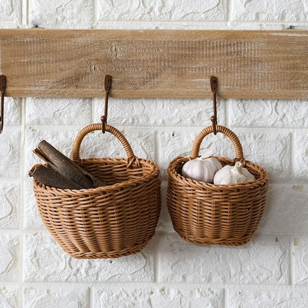 

1Pcs Durable Wall Mounted With Handle Hanging Home Decor Storage Basket Sundries Organizer Flower Pots