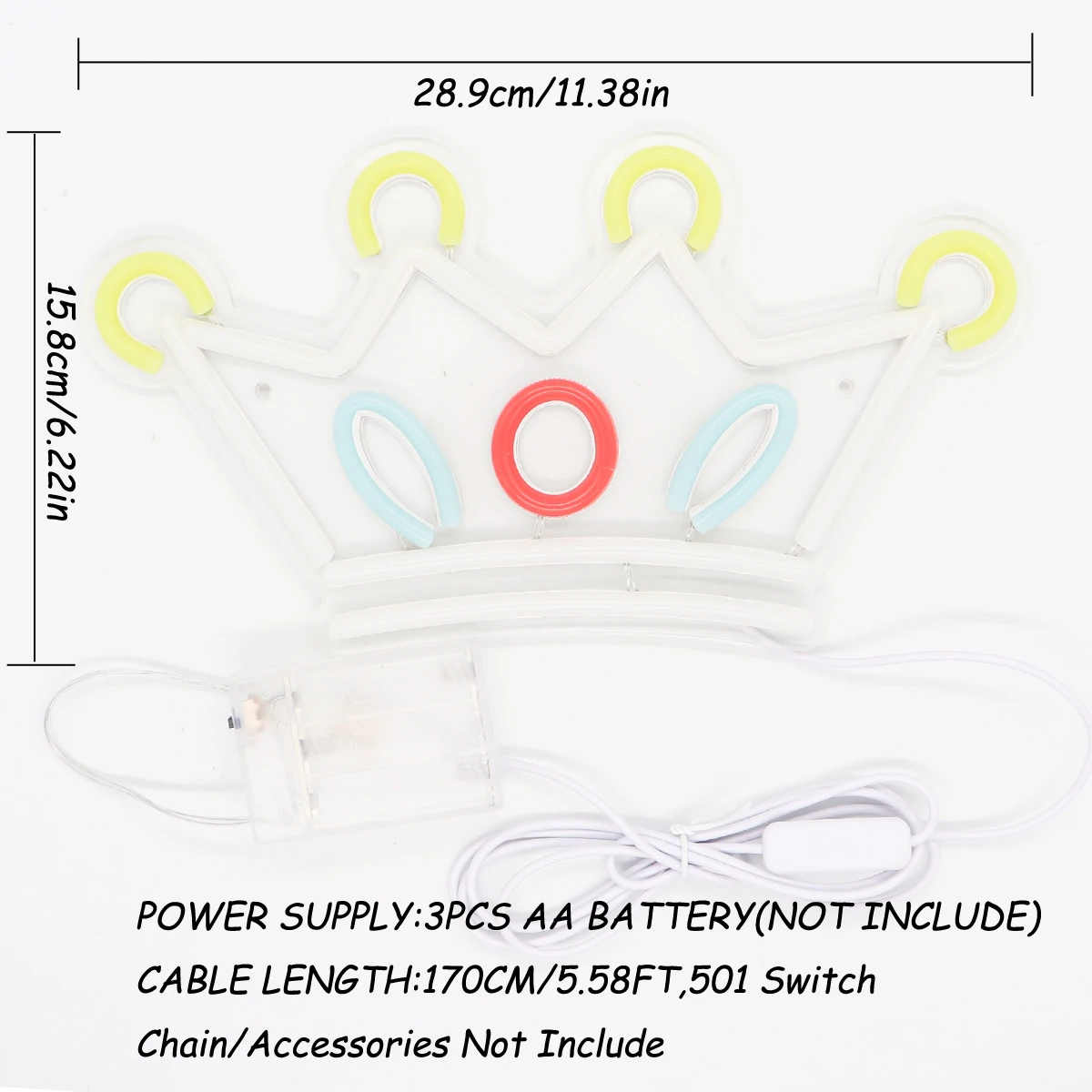 1pc Beautiful Crown With Diamond LED Wall Neon Sign Light For Room Party Bar Club Pub Decoration 11.38''*6.22''