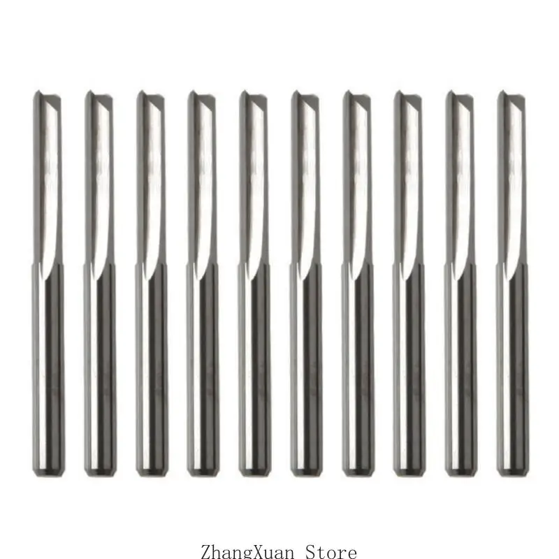 

3XUF 10Pcs Woodworking Tool 3.175mm Shank Milling Cutter 2 Flute Steel End