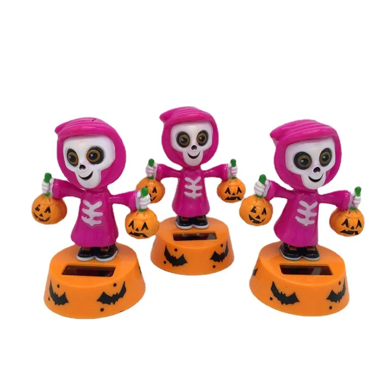 Funny Creative Solar Pumpkin Lantern Swinging Anime Doll Car Bobblehead Decor Kids Desktop Ornament Toys Halloween Gifts