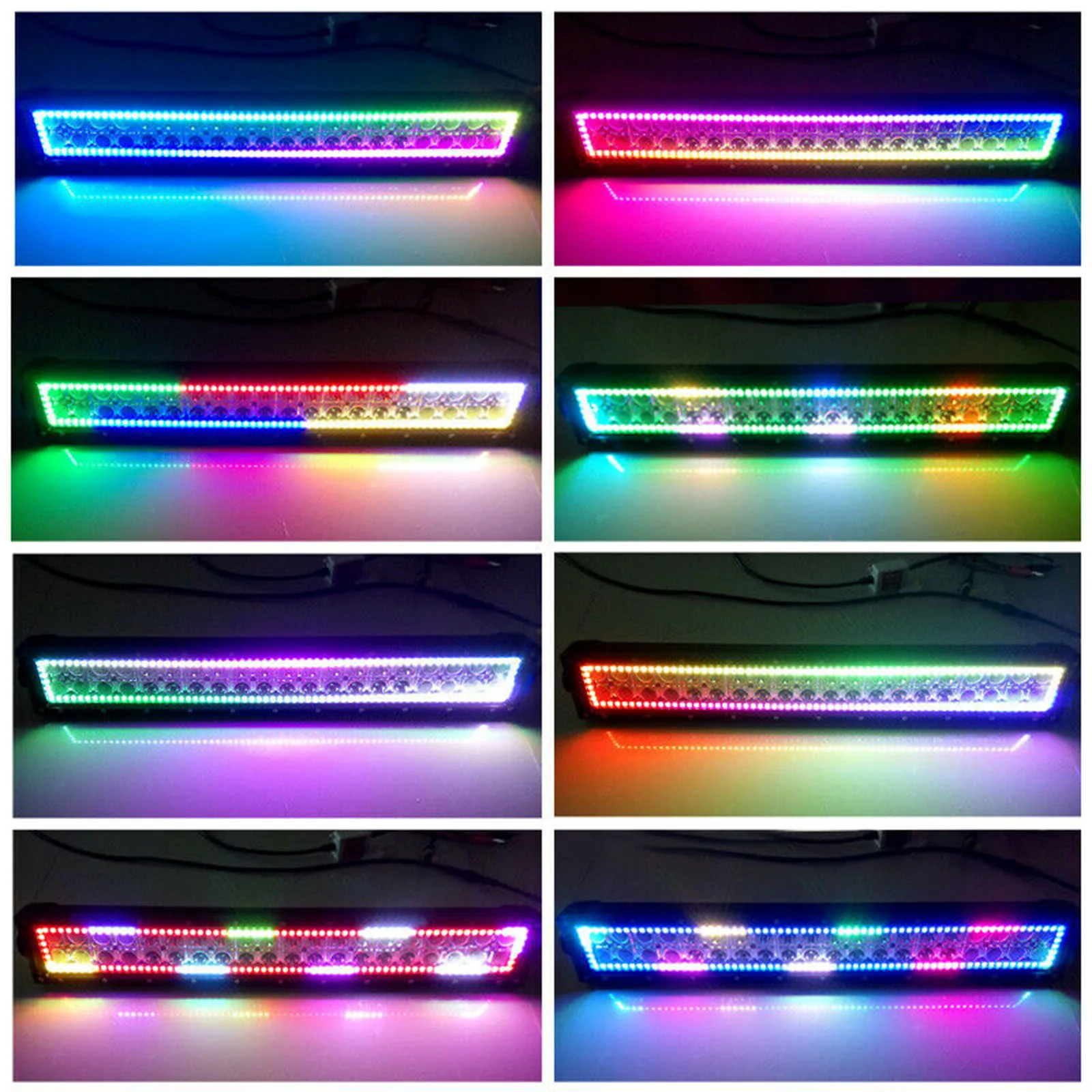 RGB Halo Off-road Led Light Bar Work Driving & Wiring Kit Color Change 14 20 22 32 42 50inch for Car Truck ATV SUV Boat UTE 4X4