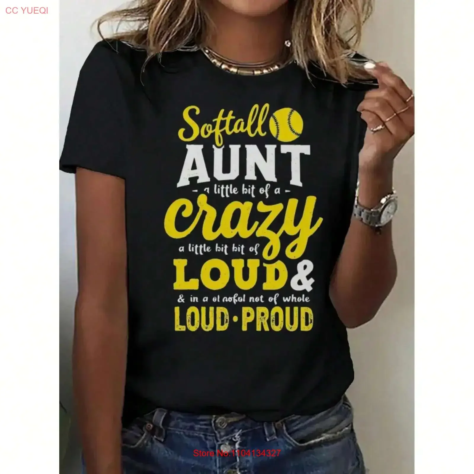 Women's Baseball Auntie T shirt Soft  Breathable vintage Washed Stretched graphic Stylish Comfortable Casual