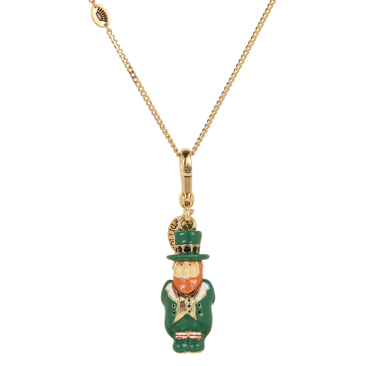 Minority design enamel glaze LEPRECHAUN pendant necklace  fashion green little veteran elves key chain gold -plated jewelry