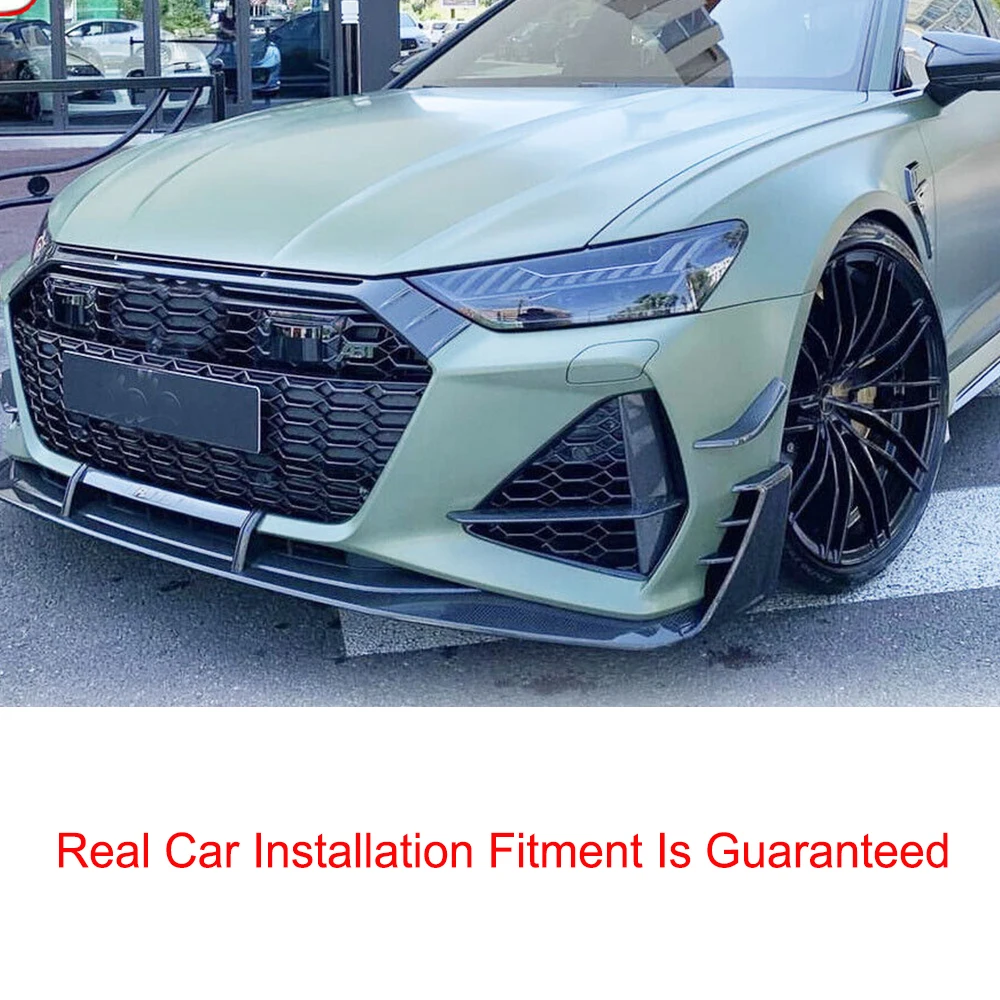 Prepreg Dry Carbon Car Front Bumper Canards for Audi RS6 RS7 C8 Sportback 2020 2021 Car Front Flaps Air Vent Splitter Fins - view 3