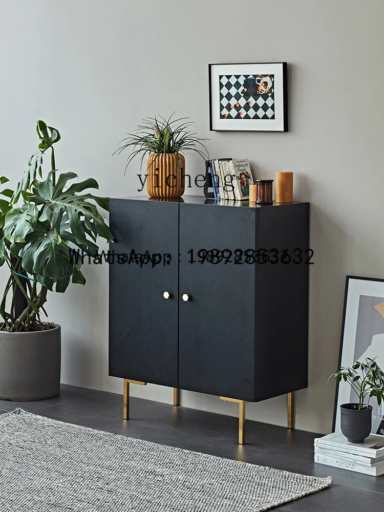 ABC Chinese Style Walnut Color Mosaic  Cabinet Multi-Functional Metal Meal Storage Sideboard Cabinet