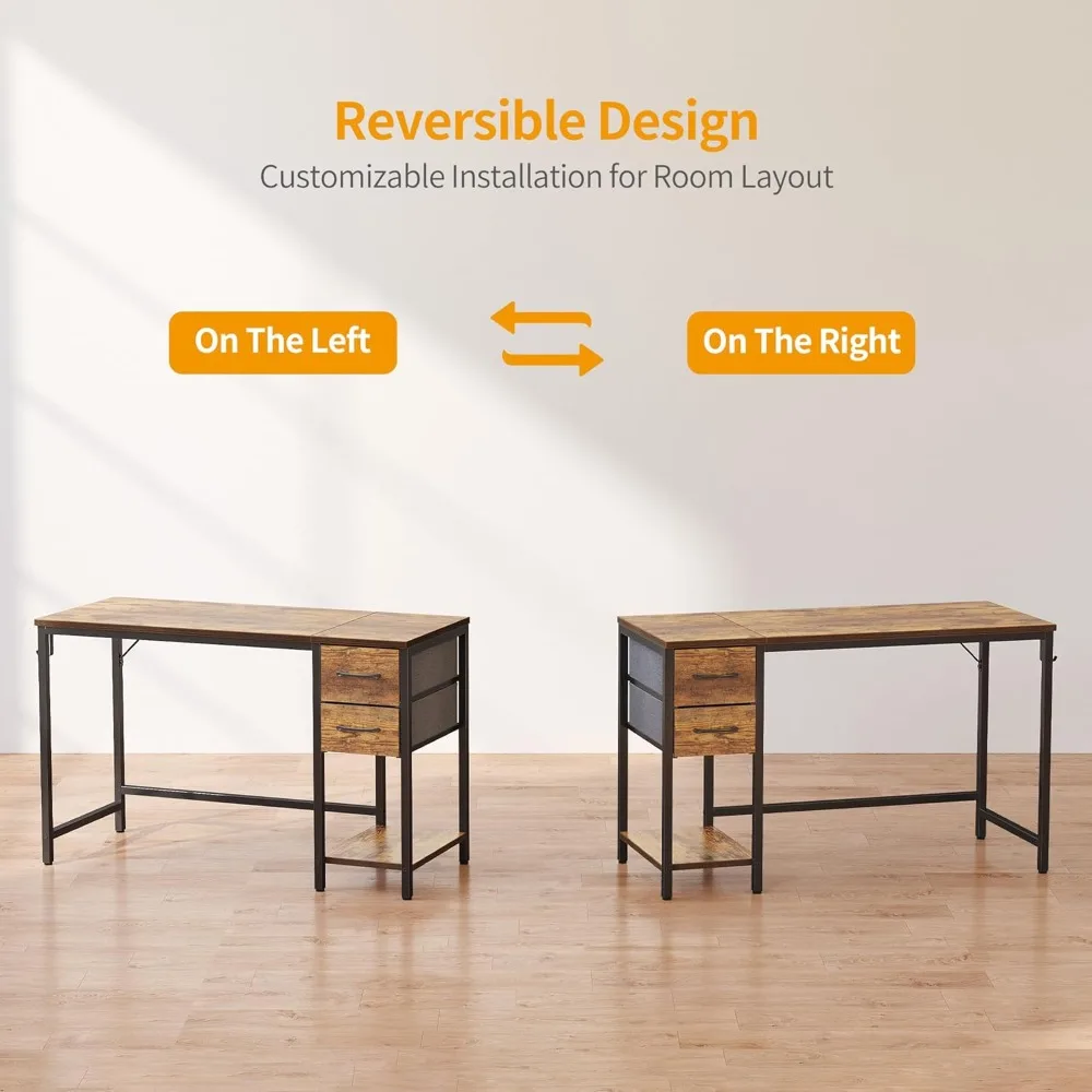 Scrivania moderna e semplice da 40 pollici con cassetti per l'home office, tavolino da studio in finitura marrone rustico