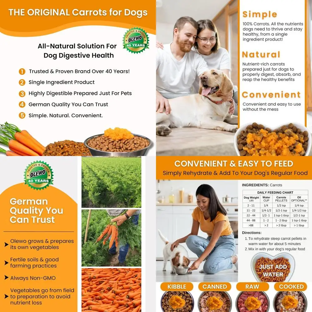 

Морковь для собак премиум-класса - для здоровья пищеварения, ухода за кожей и шерстью, решение для привередливых питомцев, 5,5 фунтов