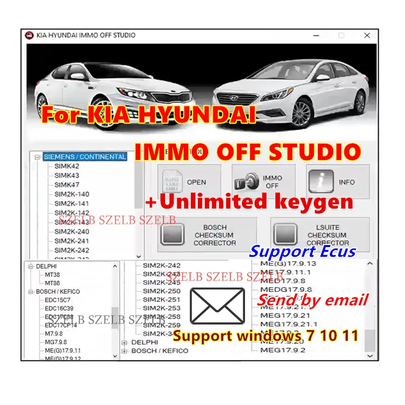 

Для KIA HYUNDAI IMMO OFF STUDIO с ключом для SIMENS/CONTIMENTAL SIMK42/43/47... MT38 MT86 для BOSCH/KEFICO EDC15 EDC16 EDC17