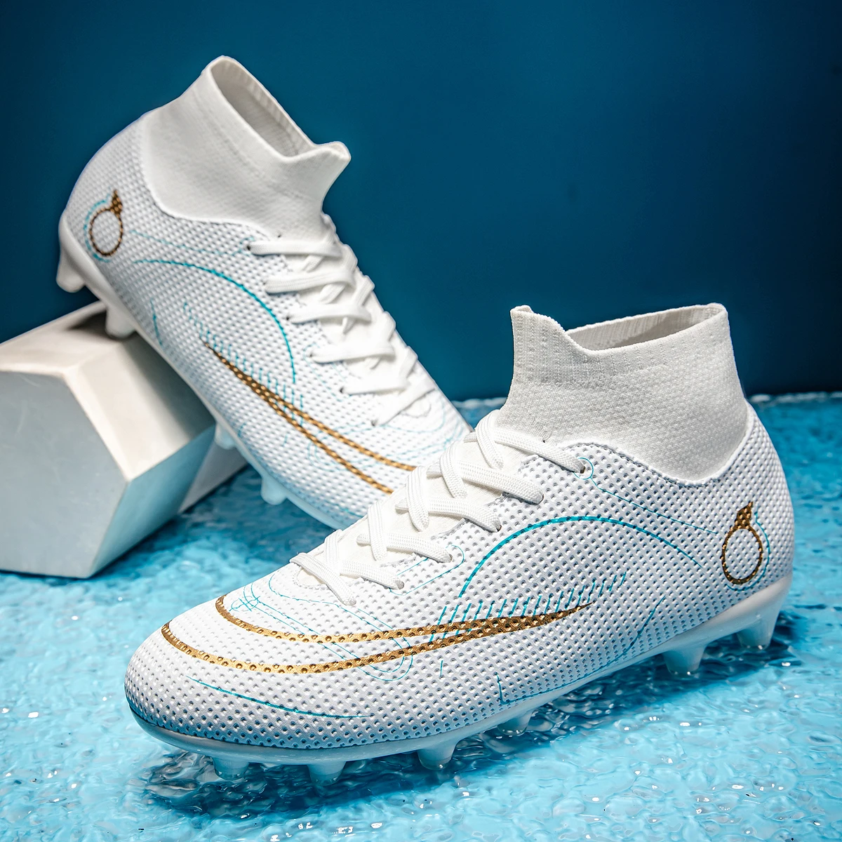 Men AG/FG Firm Ground Football Shoes Wear Resistant PU Upper Stable Studs For Adult Outdoor Lawn Competitive Football Games