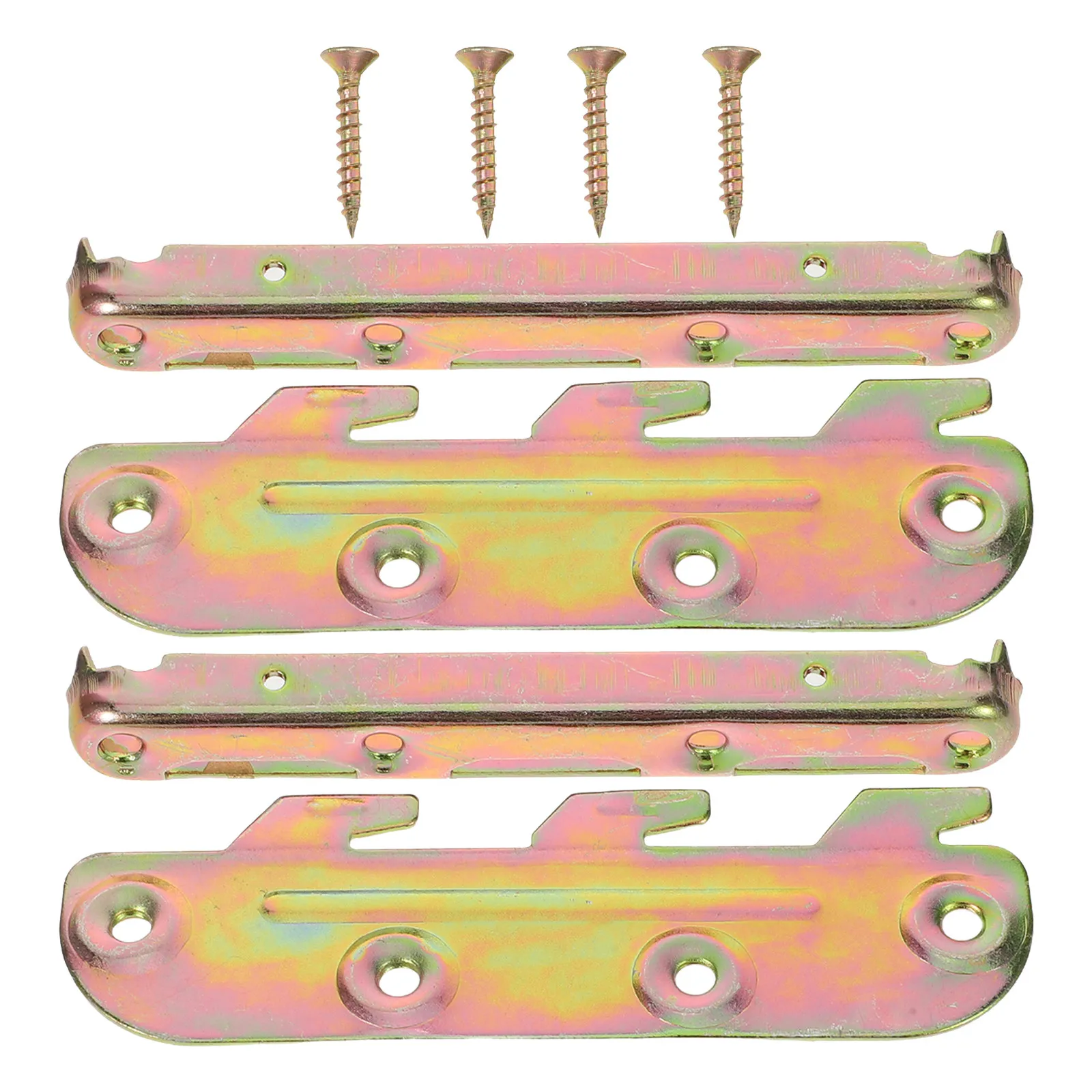 

2 комплекта соединителей для каркаса кровати, кронштейнов для боковых порогов кровати, крепежных элементов для каркаса с монтажными винтами для изголовья и изножья кровати