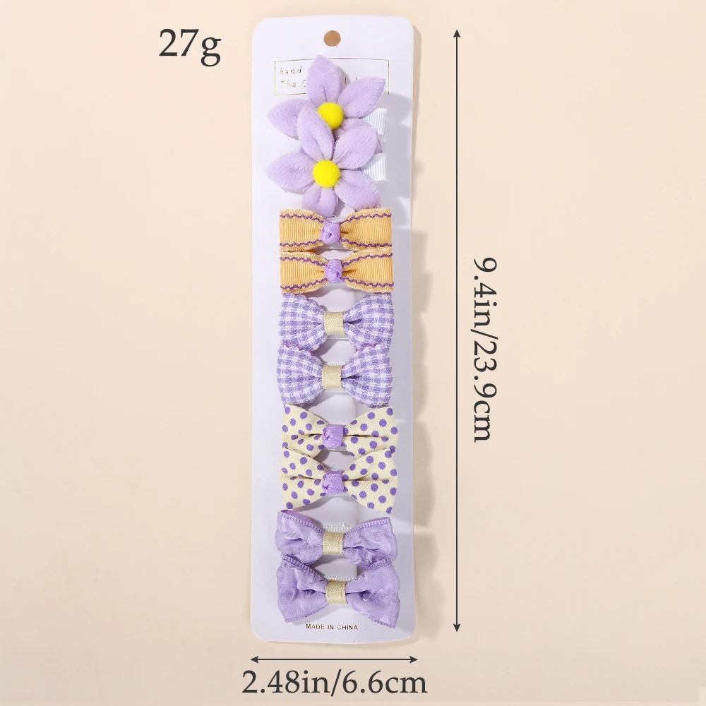 10-teiliges Blumen-Schleifen-Haarspangen-Set für Babys, Kleinkinder, Winter-Druck, Haarnadel, Mini-Baumwollspitze, handgefertigt, Kinder-Haar-Accessoires – Detail 2