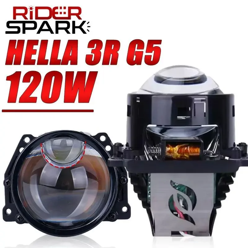 

3 Inch Bi LED Projector Lenses For Headlight Hella 3R G5 6000K Auto Lamp 120W Angel Eyes Car Light Retrofit Kit Hyperboloid Lens
