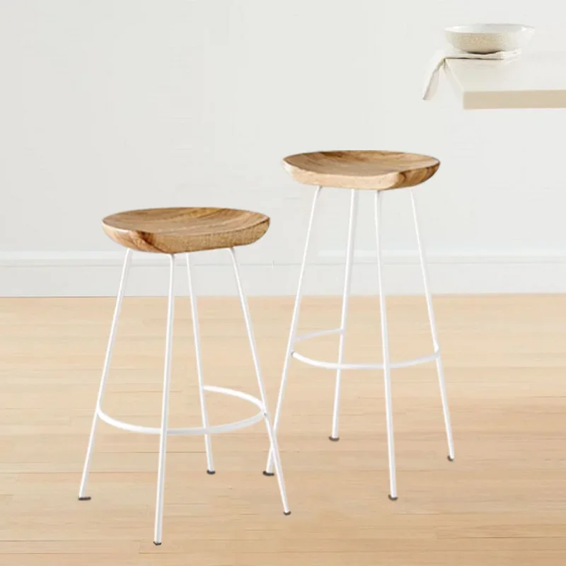 Cadeira alta minimalista moderna para casa, madeira maciça, criativo Bar Stool, Caixa Contador, Iron Art