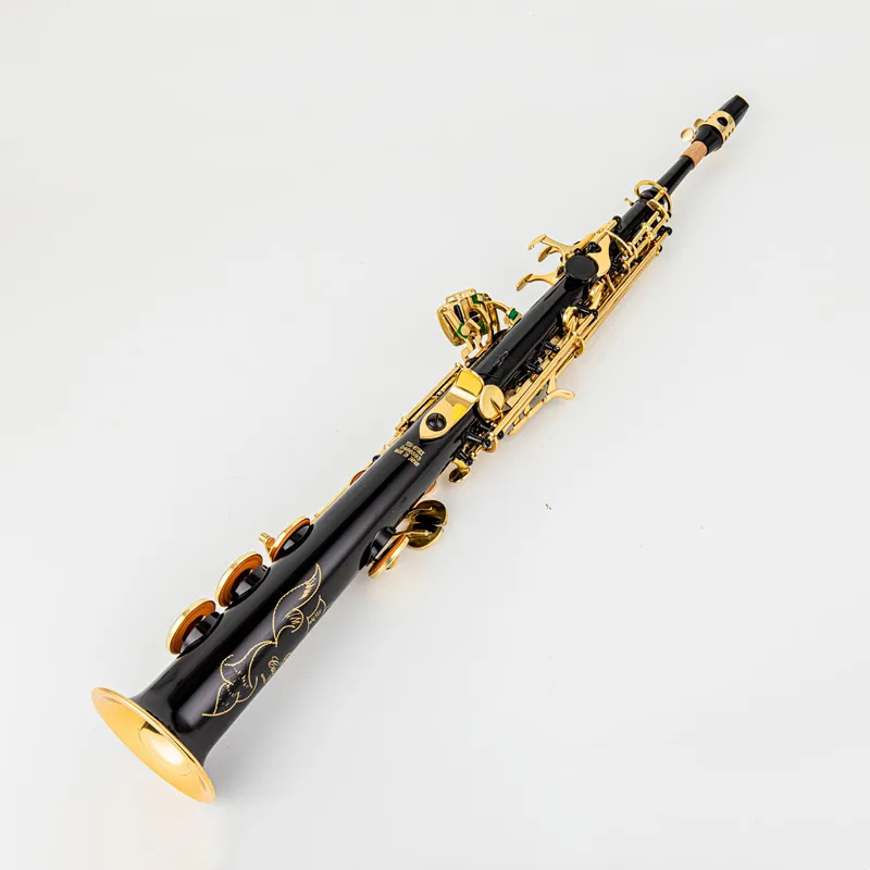 Made in Japan 875EX Brass Straight Soprano Bb Flat Sax Saxophone Woodwind Instrument Natural Shell Key Carve Pattern with Carryi