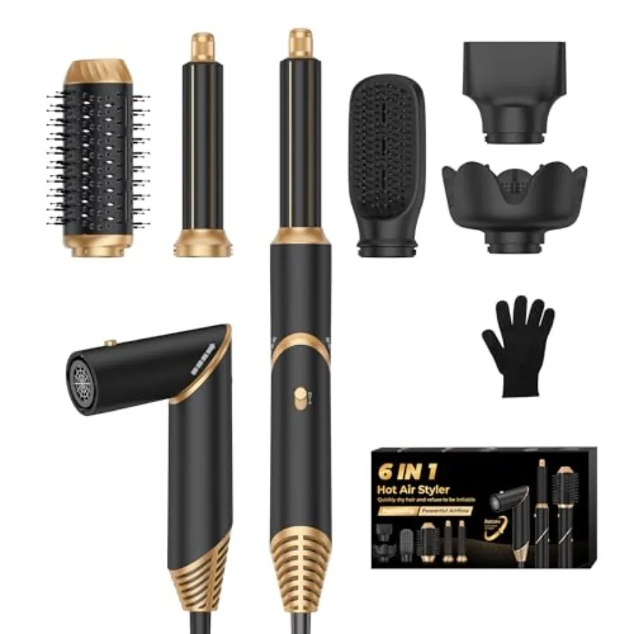 

Складная щетка для фена 6 в 1, съемная щетка с горячим воздухом для укладки объема, прямых локонов, отрицательных ионов, с диффузором Po