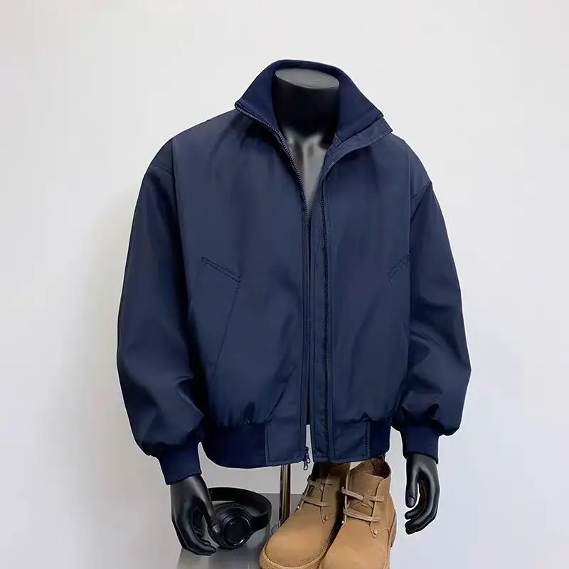 سترة طيار أمريكية رجالية بتصميم عتيق، فضفاضة وخفيفة الوزن، مناسبة للربيع والخريف، بياقة عالية، ملابس خارجية عادية مقاومة للري... #4