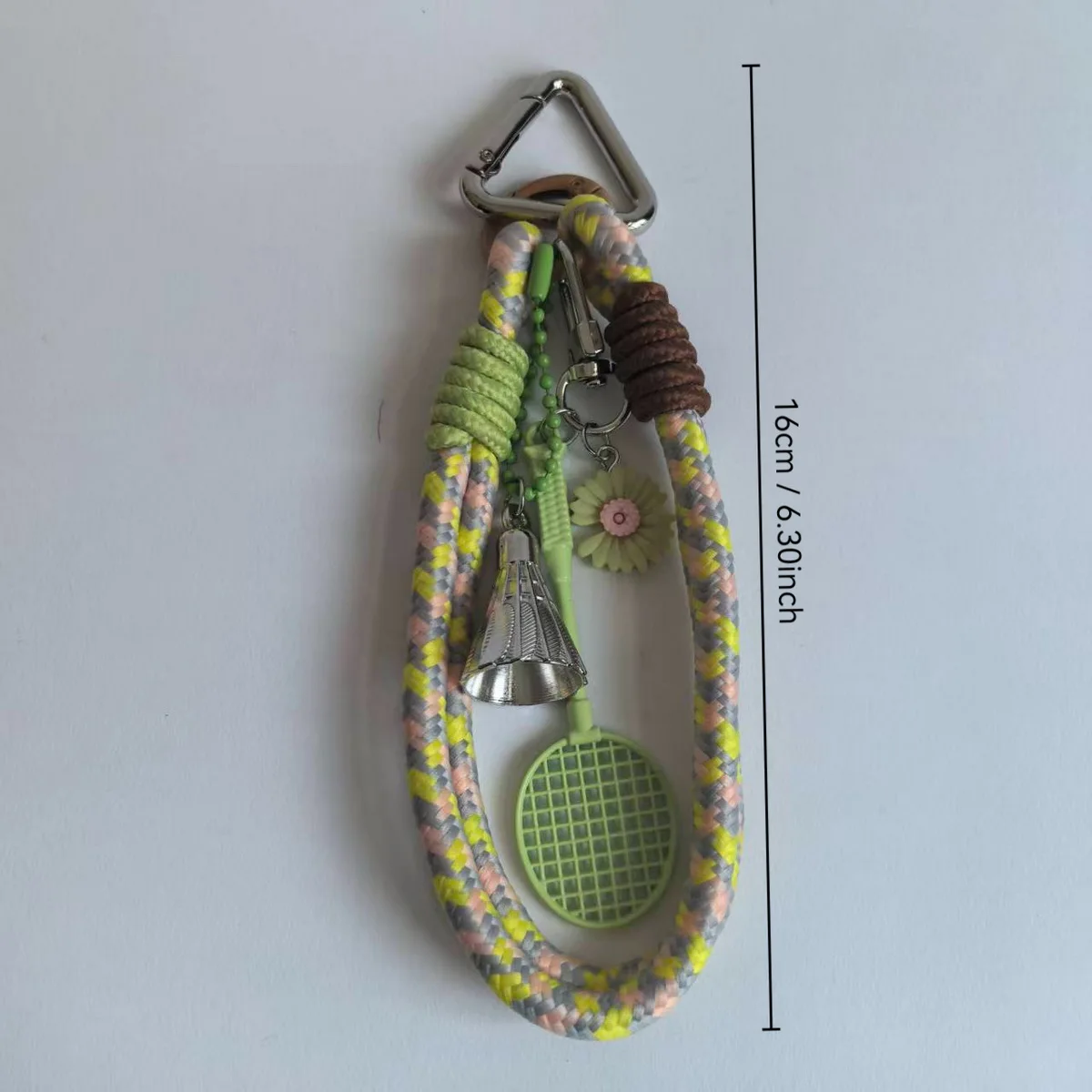 Trend Alloy Badminton Set Keychain - Colorful Woven Hand Bag Mobile Phone Chain Pendant Flower Accessory