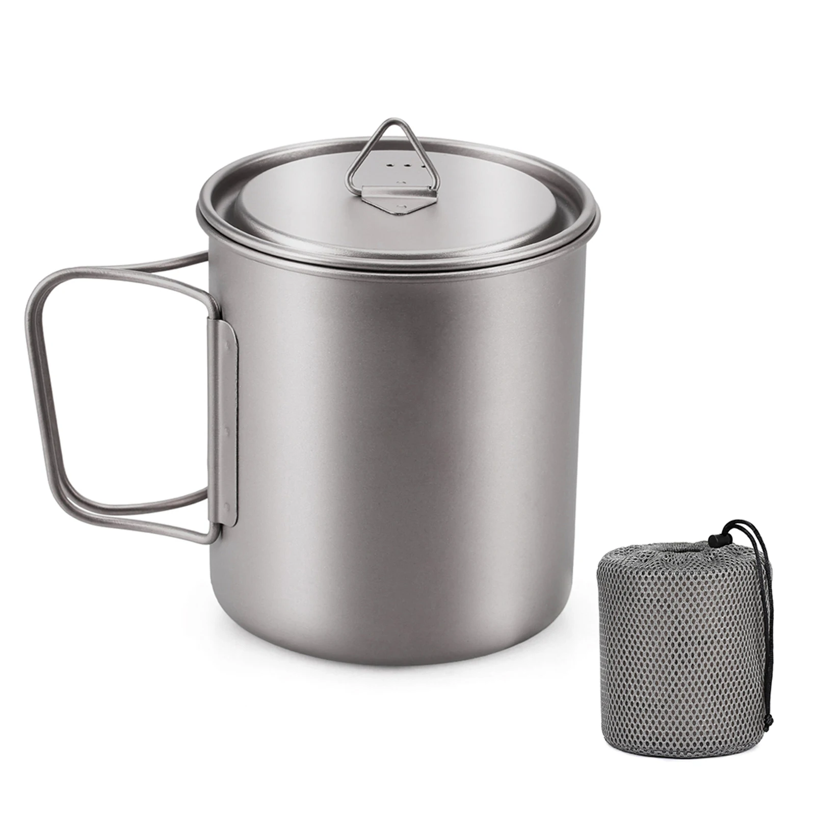 Ultralichte titanium beker Outdoor draagbare camping picknick waterbeker mok met opvouwbaar handvat 300 ml / 350 ml / 450 ml / 550 ml / 650 ml
