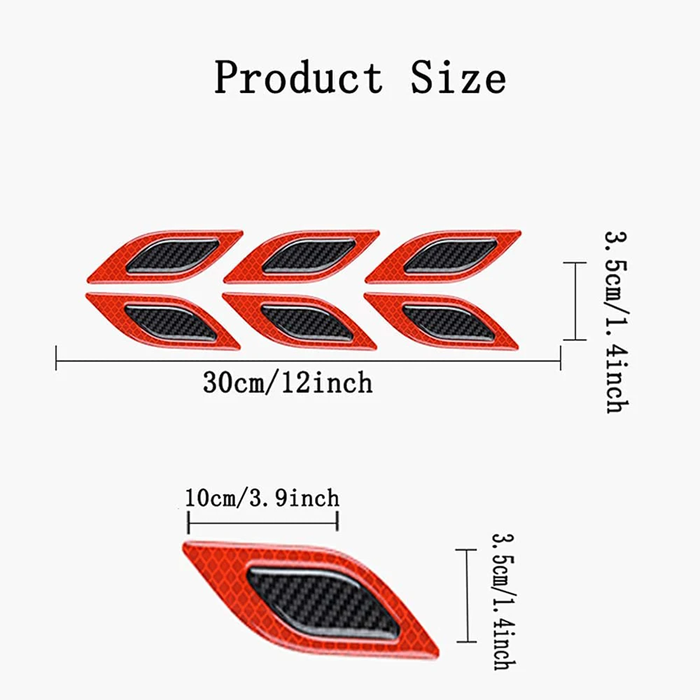 6pcs/Set 3D Car Styling Reflective Carbon Fiber Bumper Strips Car Reflective Stickers Car Accessories