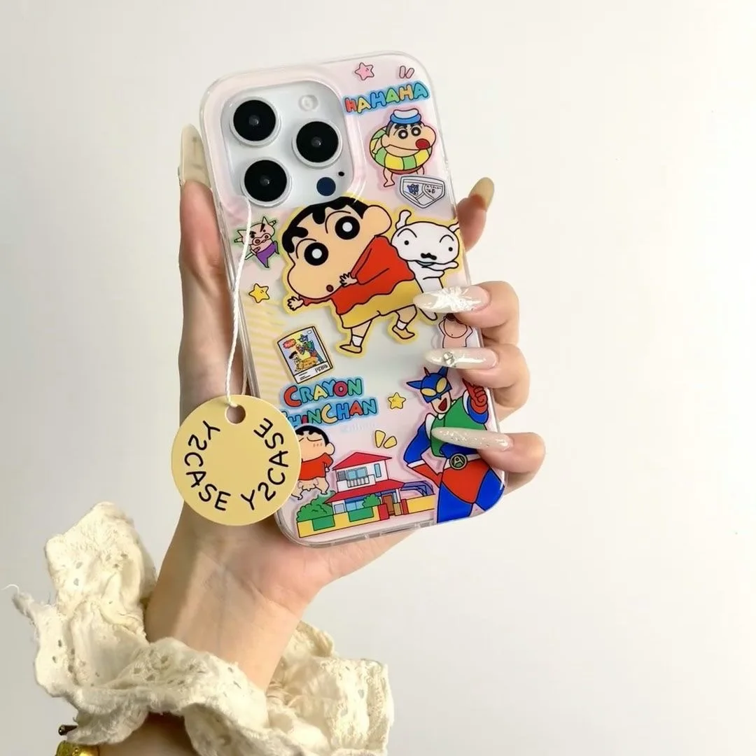 

3D anime Cute Crayon Shin-chan Buriburizaemon Phone Case For iPhon 11 12 13 14 15 16 17 Pro Max Plus Superman Shin-chan Cover﻿