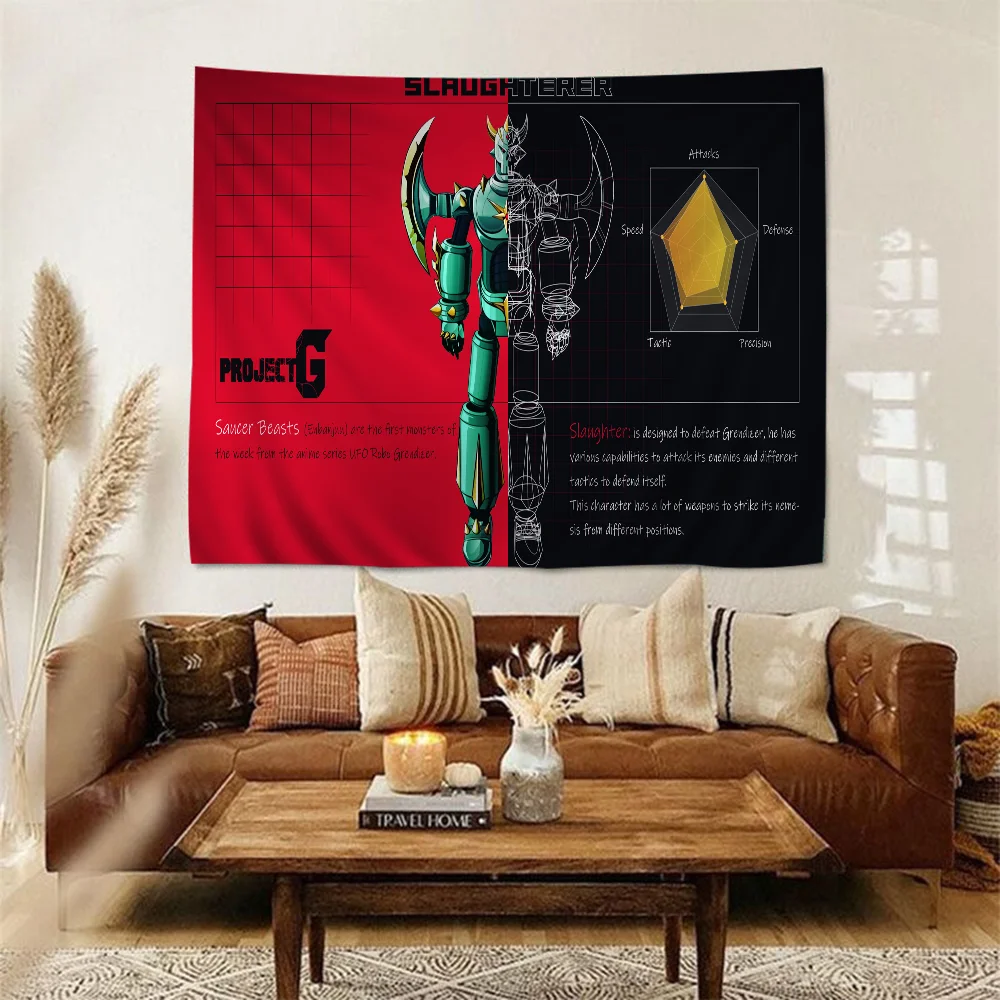 G-Grendizer And A-Actarus UFO Robot Hippie Wall Hanging Tapestries Bohemian Wall Tapestries Mandala INS Home Decor