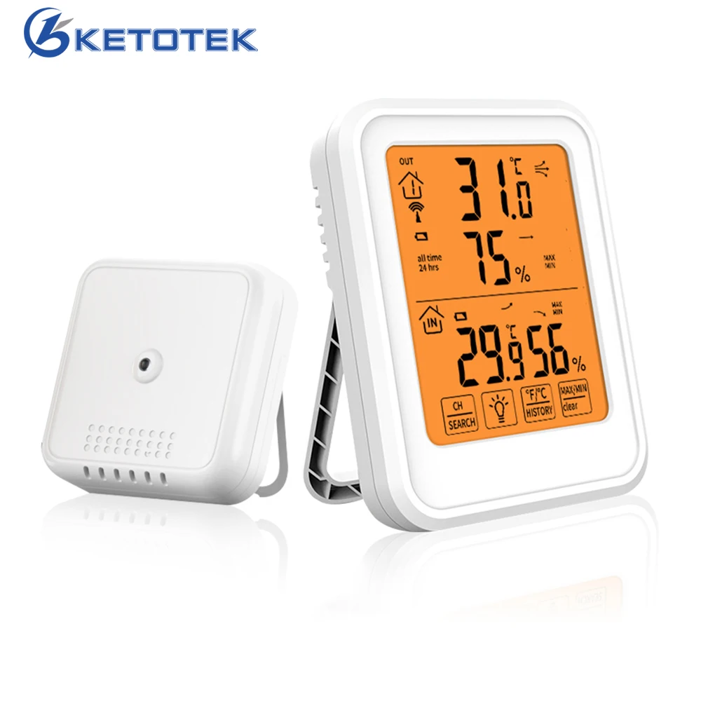 Indoor Thermometer Hygrometer Outdoor Forecast Touch Screen Wireless Weather Station With Transmission Sensor