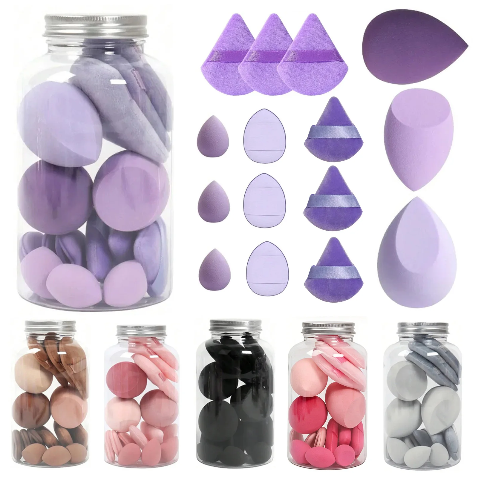 Conjunto de esponjas de maquiagem com 15 peças, esponjas de beleza mini para maquiagem líquida, em pó, corretivo, base, ferramentas de maquiagem facial