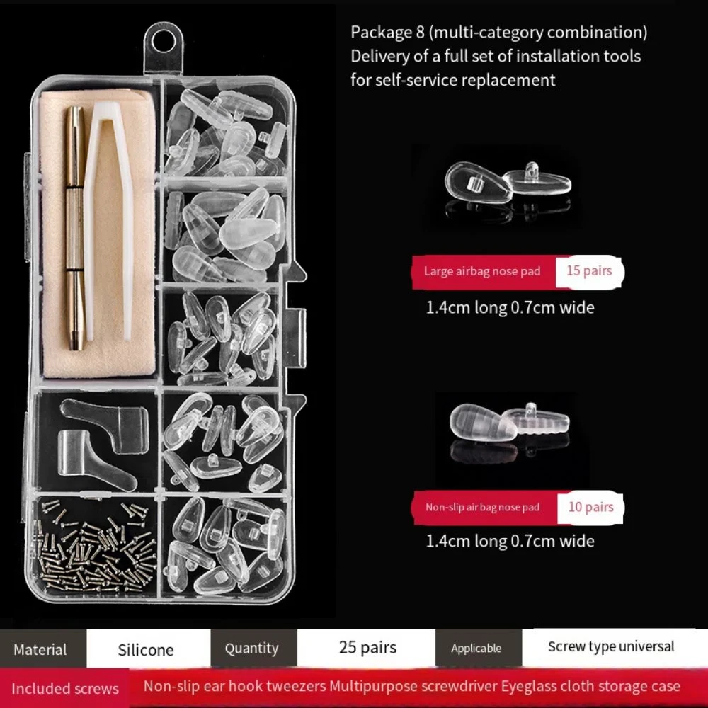 

Silicone Eyeglass Repair Kit Replaceable Durable Nose Pads Repair Kit Sturdy Easy To Use Glasses Repair Tools Sunglasses