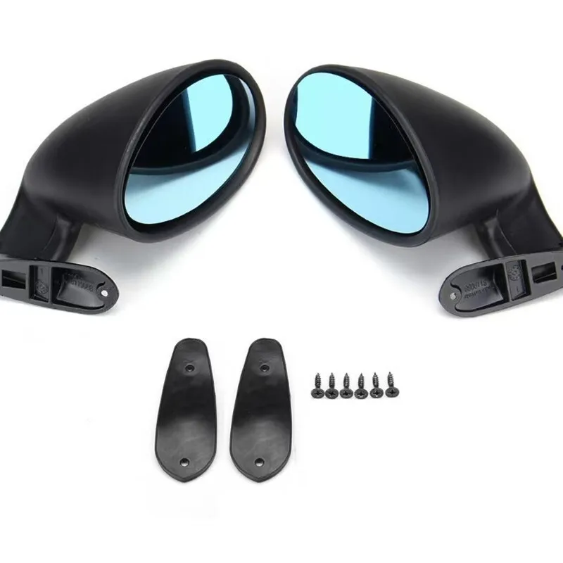 California Style Retro Door Side Wing Mirror Kit Universal Blue Len Hot Rod Rearview Mirror Vintage Flat Mirror Accessory