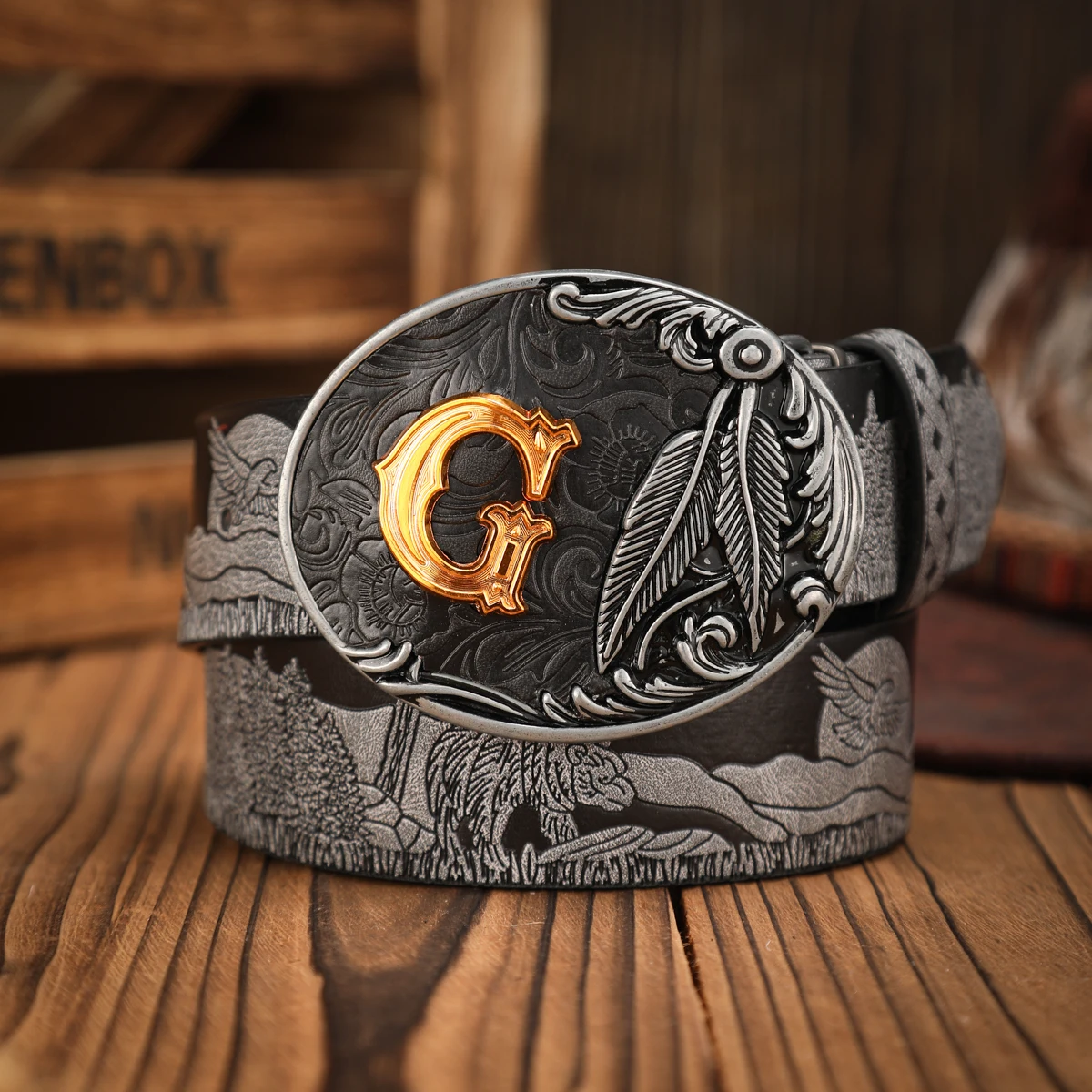 Ein lässiger, individueller und retroartiger Gürtel, ein Kleidungsaccessoire im Western-Stil, Metallschnalle, PU-Gürtel, geeignet für sowohl Männer als auch Frauen – Detail 4