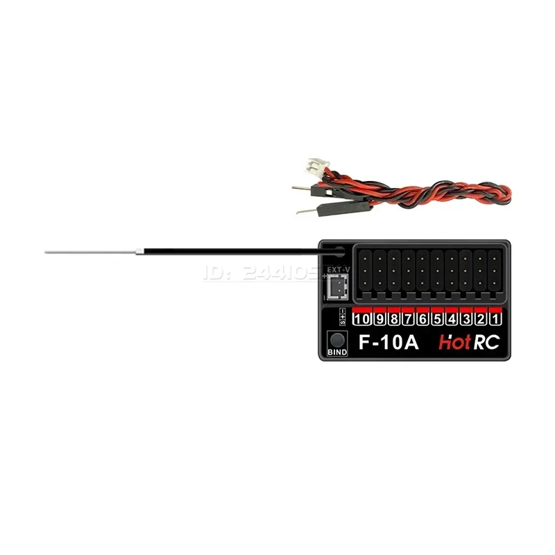 HotRC F-10A 10CH 2,4G receptor de retorno de voltaje PWM DC4V-9V sistema de Radio 300-800m para RC coche avión tanque barco CT-10B transmisor