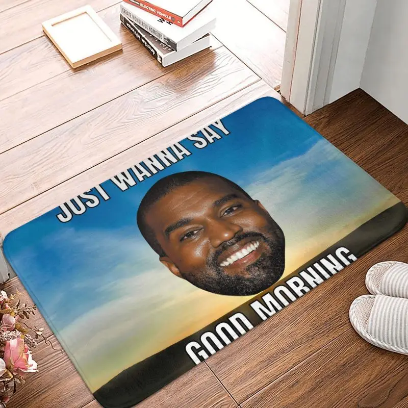 Custom Funny Kanye West Meme Front Door Mat Anti-Slip Outdoor Waterproof POP Rapper Doormat Garden Garage Entrance Rug Carpet