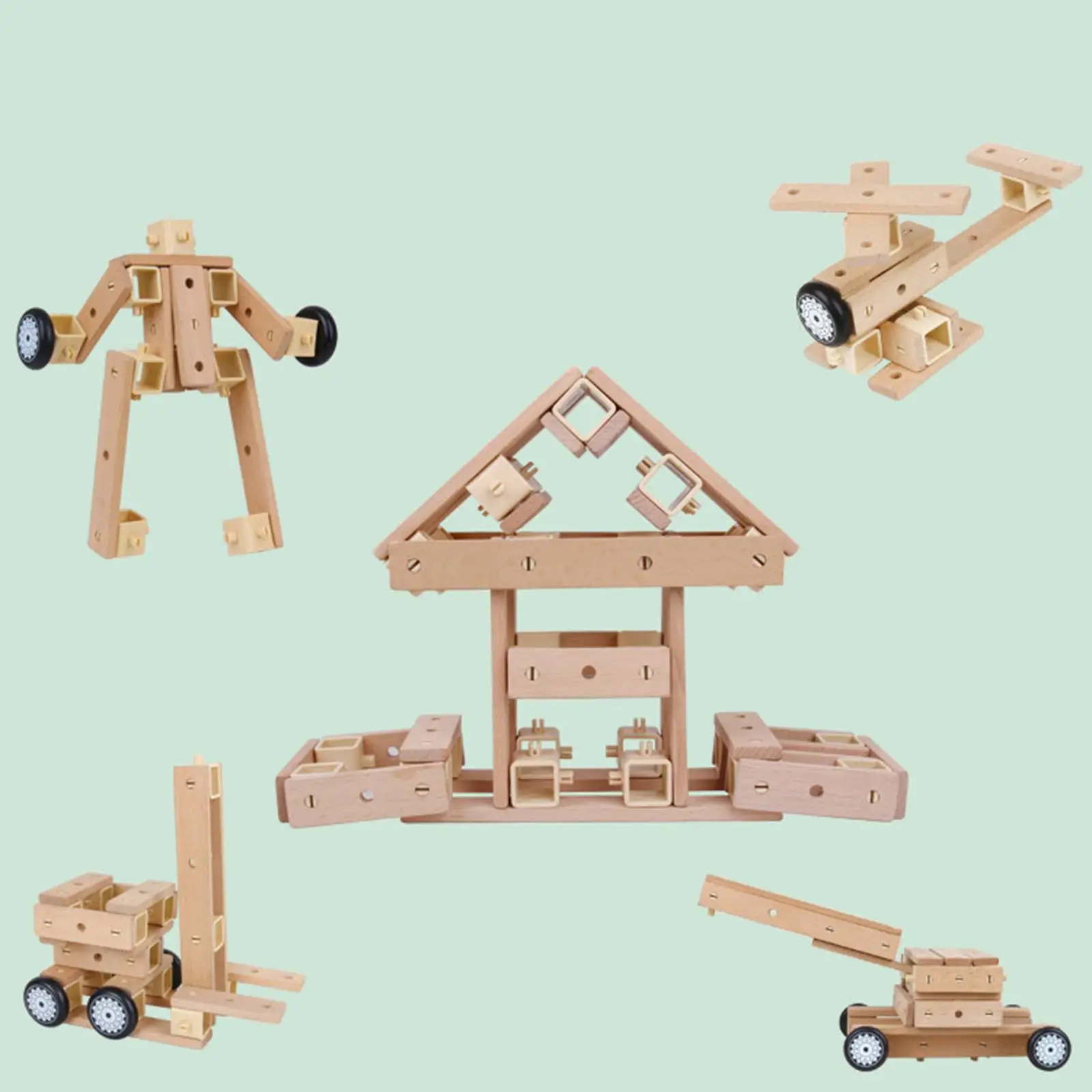 

Wooden Building Blocks Set Wood Planks Set Educational Kid Toy Child Toddler