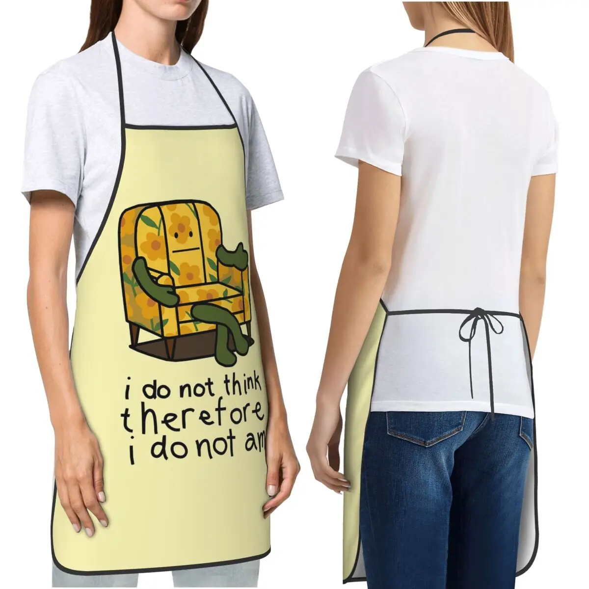 Absurdist Humor I Do Not Think Therefore I Do Not Am Apron Chef Cooking Baking Tablier Bib Kitchen Cleaning Pinafore