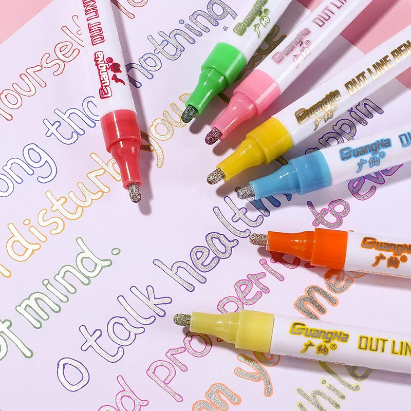 

12 pcs Large Capacity Double Line Highlighter Pens, Colorful Markers for DIY Handmade Album Scrapbooking Supplies