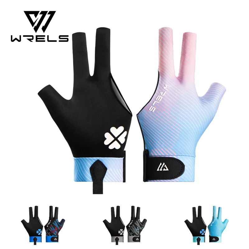 WRELS Breathable Snooker Billiard Glove Anti-Slip Fitness Open Finger Billiard Gloves Adjustable Polyester Snooker Pool Glove