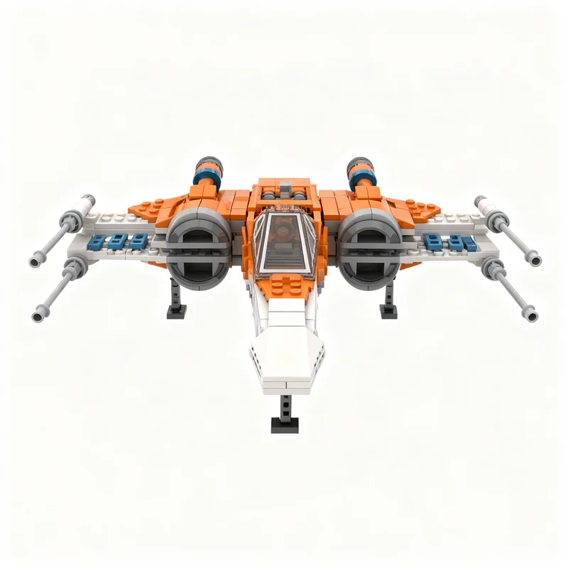 415pcs MOC Star Battle Resistance X Fighter Orange Model Building Blocks Christmas Gift Art Birthday Display Assemble Creative