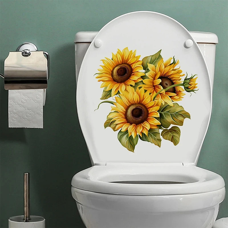 1Pcs Waterproof Sunflowers Bouquet Wall Sticker Bathroom Toilet Decor Living Room Cabinet Refrigerator Home Decoration Decals