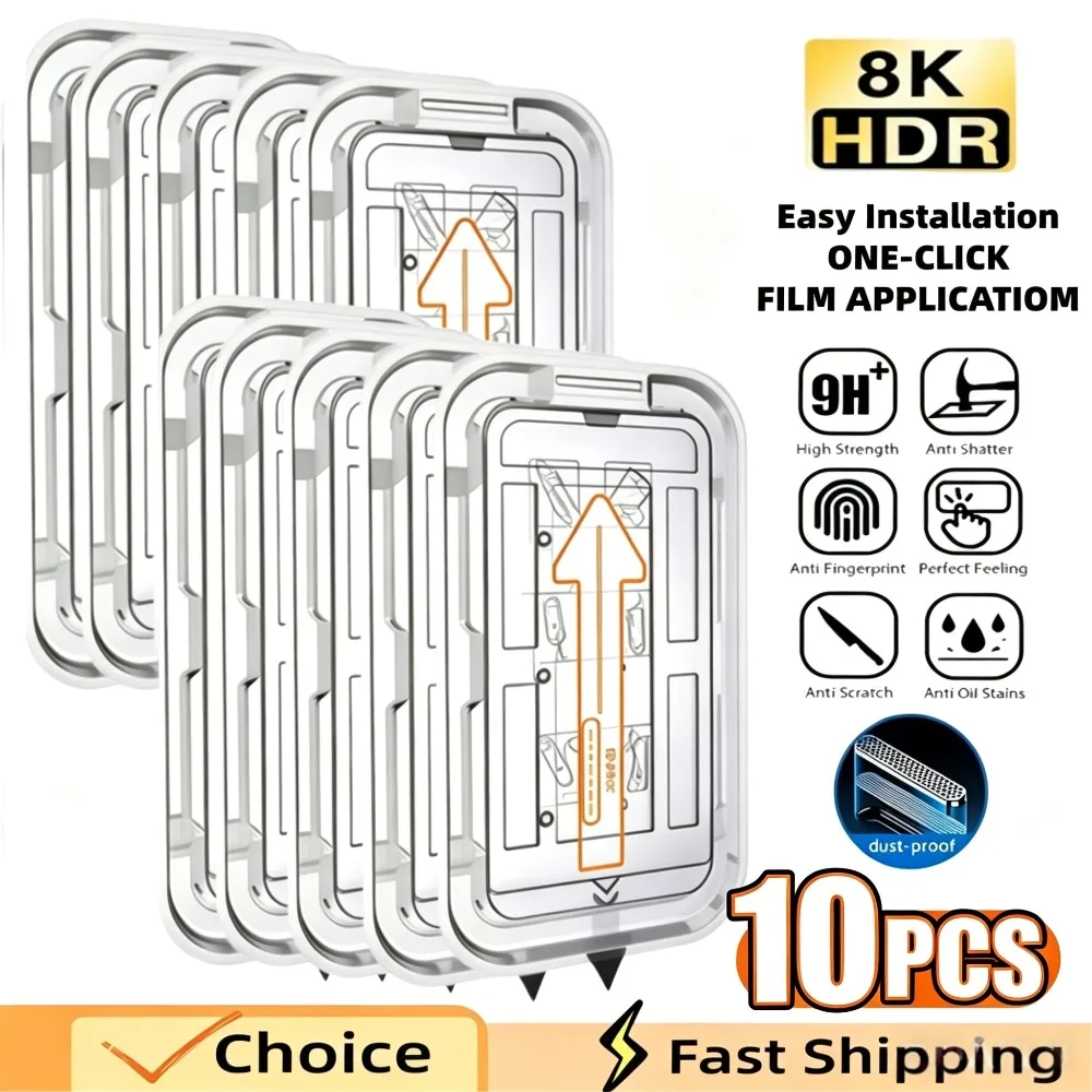 10PCS Anti Fingerprint Dust Free Installation HD For Samsung A16 A34 A36 A55 A56 A57 Tempered Glass Screen Protector