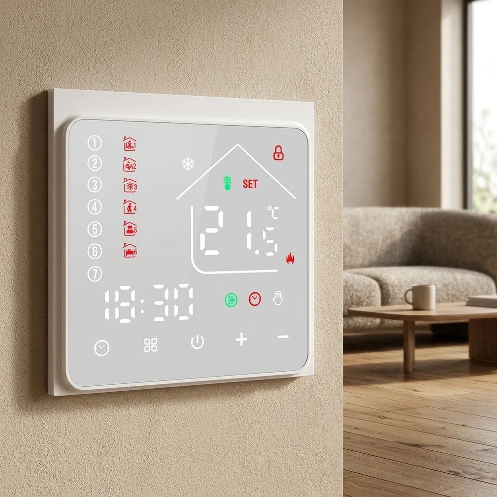 Thermostat with For Acrylic Display for DL3 Supports 3A Hydronic Systems and 16A Electric Heating Load 86x86x40mm